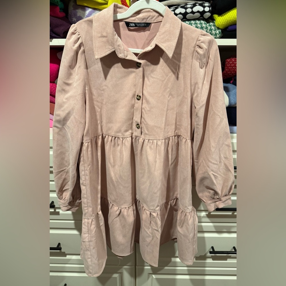 zara light pink corduroy dress Size Medium new - NO tag. perfect